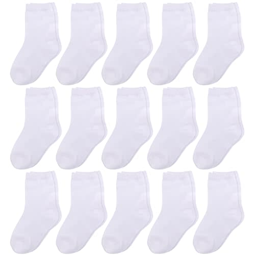 Duufin 15 Pairs Baby Socks Toddler Boys Girls Mid Cut Unisex Half Cushion Cotton Crew Socks for Baby Toddler 0-4 Years Old