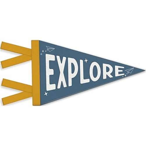 Boys Room Decor, Navy Blue Explore Sign Pennant Felt Banners Flags, Adventure Nursery Wall Hanging Decor for Toddler Boys Nursery Room Bedroom Playroom