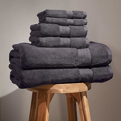 Fabdreams 100% Organic Cotton Bath Towel Set of 6 700 GSM Hotel Premium Plush Absorbent Soft Durable SkinFriendly Spa Quality Bathroom Comfort with 2 Bath 2 Hand Towel and 2 Wash Cloths Charcoal Black