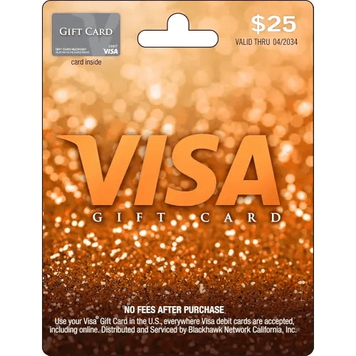 Visa Physical Gift Card $25 (plus $3.95 Purchase Fee)