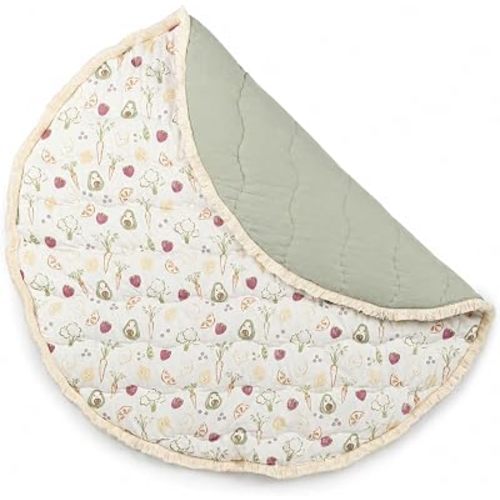Crane Baby Clementine Playmat, Fruits & Veggies, 40" x 40", Tummy Time Mat