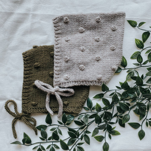 Hand Knit Merino Wool Bobble Pixie Bonnet: Baby Toddler Hat