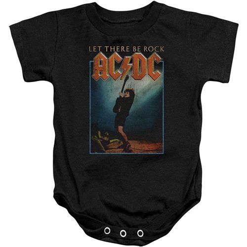 Popfunk Classic AC/DC Let There Be Rock, Black Baby/Toddler Unisex Boy Girl Onesie Short Sleeve Snapsuit (6 Months), Black