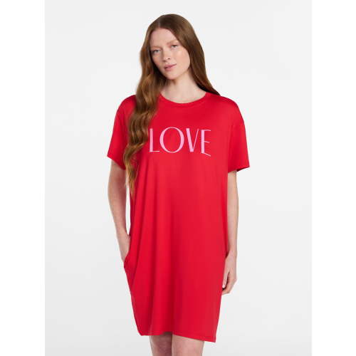 Joyspun Women’s Dreamy Soft Collection Short Sleeve Valentine's Day Sleep Shirt, Sizes S/M to 2X/3X