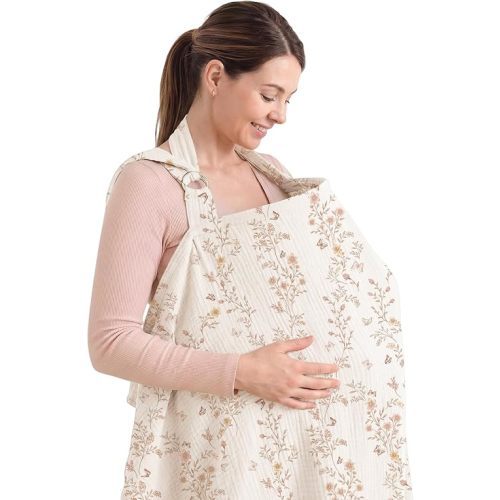 Konssy Muslin Nursing Cover Up for Breastfeeding with Rigid Hoop