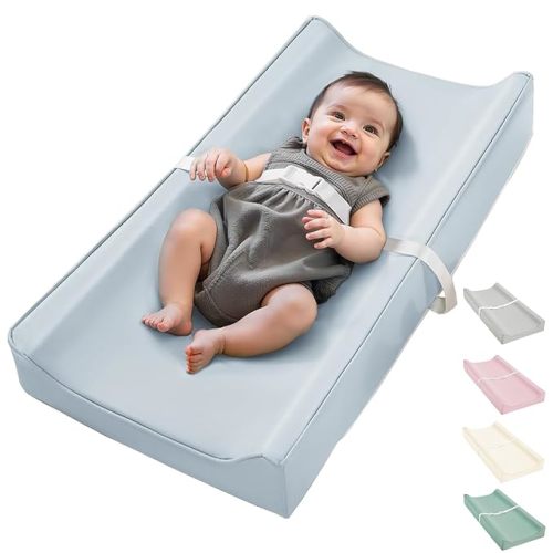 Waterproof Baby Changing Pad - Wipeable, Extra Thick & Portable & Non-Slip Diaper Mat for Dresser, Crib, Travel | Soft & Safe (Blue)