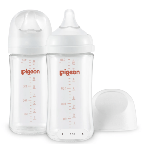 Glass Wide Neck Baby Bottle, 2Packs, 8.1 Oz(240 ml) for 3+ months