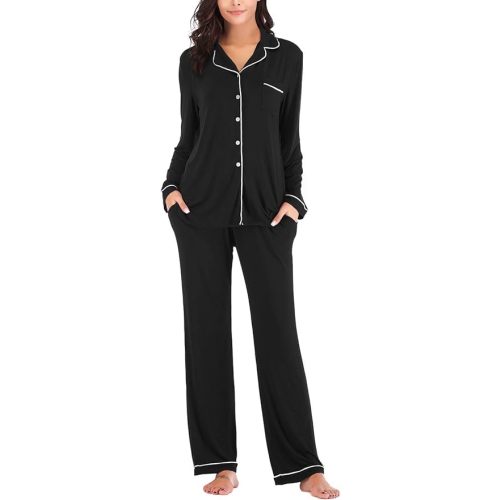 Aamikast Women's Pajama Sets Long Sleeve Button Down Sleepwear Nightwear Soft Pjs Lounge Sets