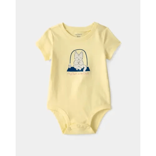 Baby 'My Aunt Is So Chill' Cat Graphic Bodysuit - Yellow | Carter's
