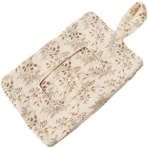 Portable Mommy Bag for Stroller,Refillable Floral Baby Wipe Holder Quilted Wipe Organizer Pouch w/Lanyard for Travel