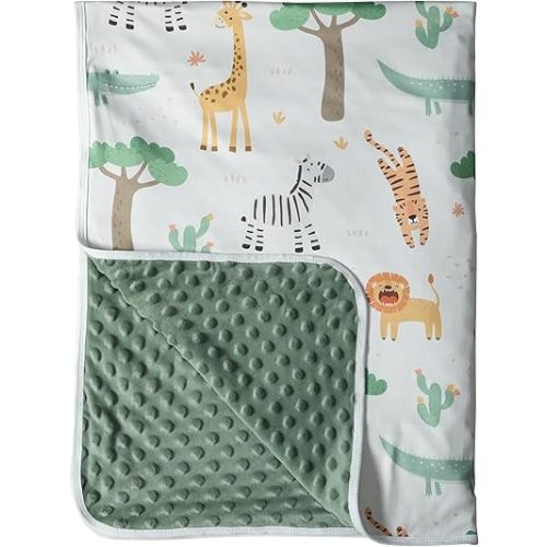 GUNTAIL Baby Blankets for Boys or Girls, Super Soft Nursery Crib Blanket, Newborn Blanket with Double Layer, Dotted Backing, Lightweight Baby Crib Blanket, 30 * 40 inche (Green)