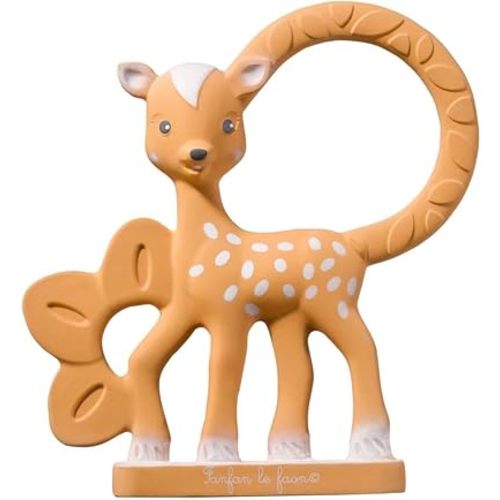 Sophie la girafe - FanFan the Fawn Teething Ring - Sooth Painful Gums for Babies - 100% Natural Rubber - Phthalate-Free Easy to Grip Baby Teether - Suitable for Newborn Babies - 010322