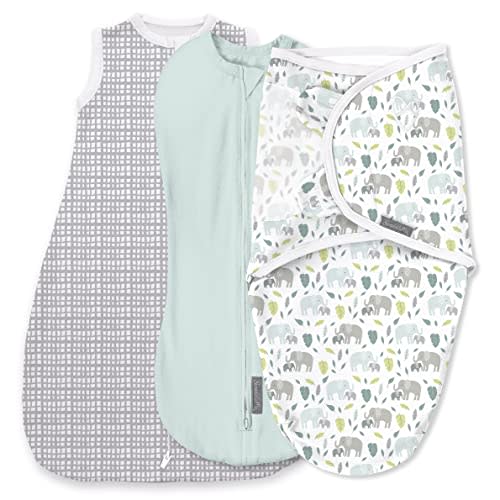 Size 0-3M. Variety SwaddleMe™ by Ingenuity™ Comfort Pack – Size Small, 0-3 Months, 3-Pack (Baby Elephant) Baby Swaddle Set