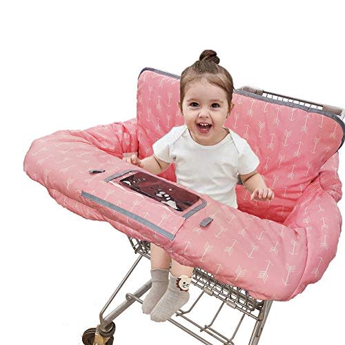 Shopping Cart Covers for Baby Girl, Cotton High Chair Cover, Machine Washable for Infant, Toddler (Pink)