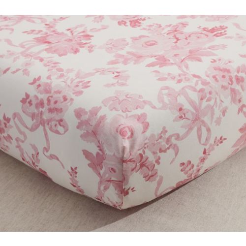 LoveShackFancy Damask Floral Organic Cotton Crib Fitted Sheet