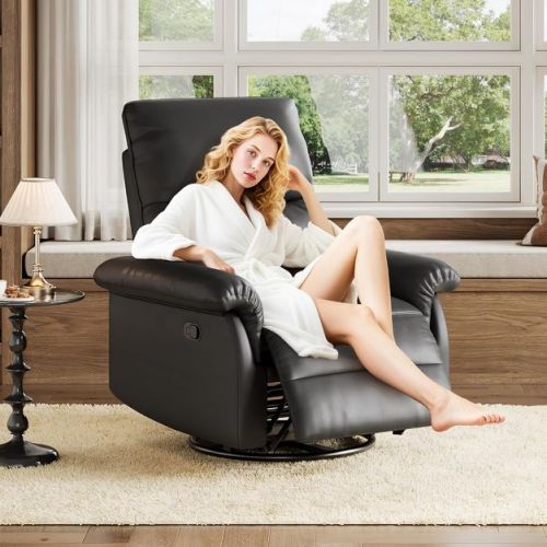 Manual Recliner Chair Swivel Rocker Glider Recliner with Padded Armrests