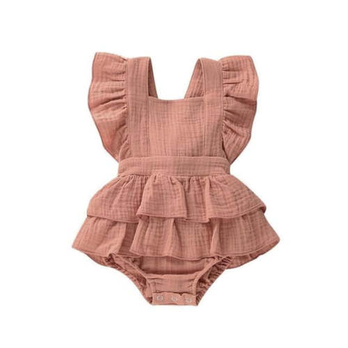 Honey Ruffle Romper — Baby Girl Ruffle Waist Romper | Goo & Co.