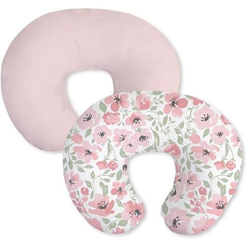 Little Grape Land Nursing Pillow Covers 2 Pack, Soft & Breathable Removable Breastfeeding Pillows Covers for Feeding Pillows, Nursing Pillow Slipcover for Baby Girls Boys, (Flower)