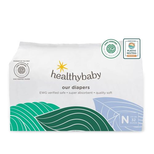 Our Diapers | EWG Verified Safe & Plant-Based Diapers | Leak Protection | Soft Organic Cotton Shell | Chlorine-Free Diaper for Sensitive Skin | Size Newborn (&lt;10 lbs) 32 Count