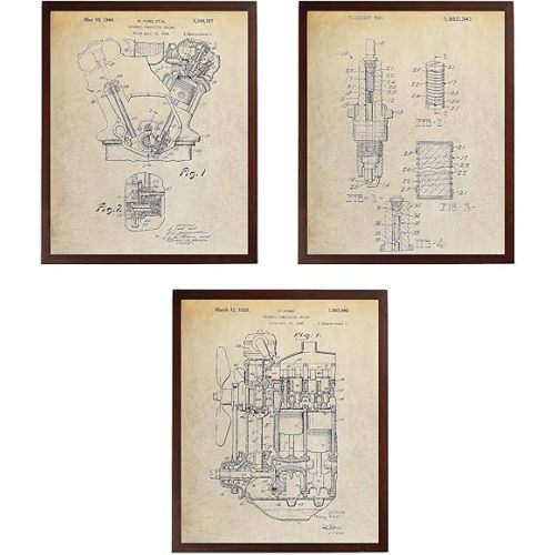 Internal Combustion Engine Spark Plug Poster Car Part Art Engine Automotive Fans Henry Ford Vintage TDP244