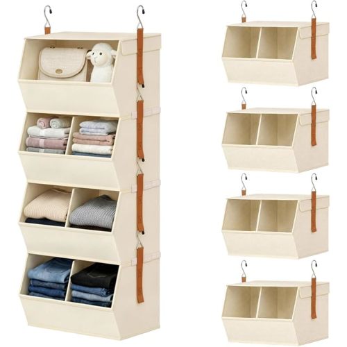 Hanging Closet Organizer, 4-Tier Wide Hanging Shelves with Cover