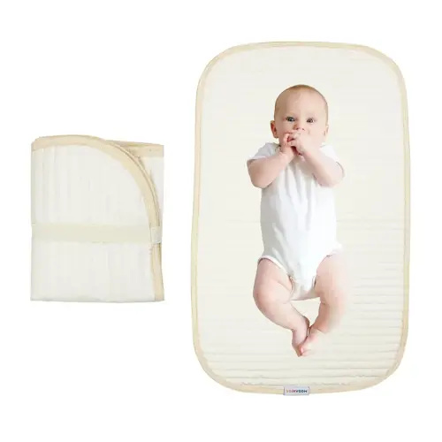 Portable Diaper Changing Pad-Quilted Thicker Waterproof Changing Pad-Change Pad Liner Bed Pad Play Mat-Travel Diaper Changing Pad (Flat)