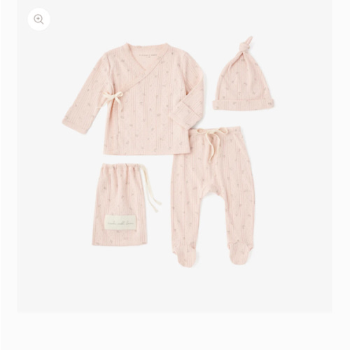 Blush Floral Organic Cotton Pointelle Layette 3 Pc Gift Set