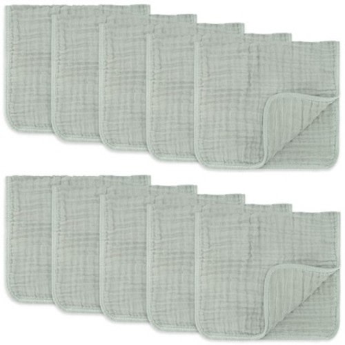 Muslin Burp Cloths Large 100% Cotton by Comfy Cubs, Color: Fern, Size: pack of 10