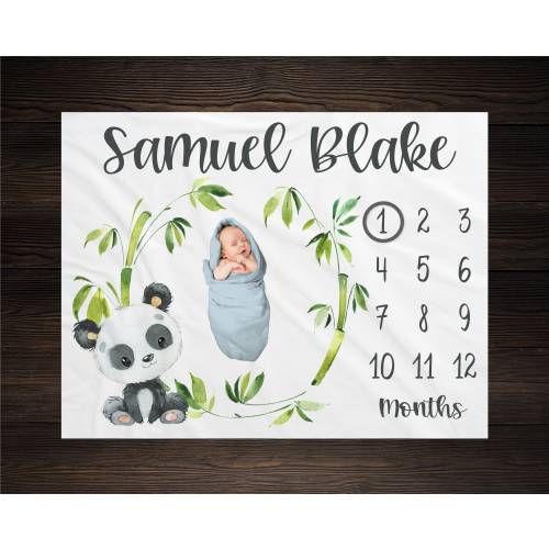 Panda Baby Milestone Blanket, Panda Bear Milestone Blanket, Baby Shower Gift, Baby Keepsake Gift, Panda Nursery