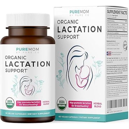 USDA Organic Lactation Supplement - Increase Milk Supply with Herbal Breastfeeding Support - Aid for Mothers - Organic: Fenugreek Seed, Fennel & Milk Thistle - 60 Vegan Capsules (No Pills or Cookies)