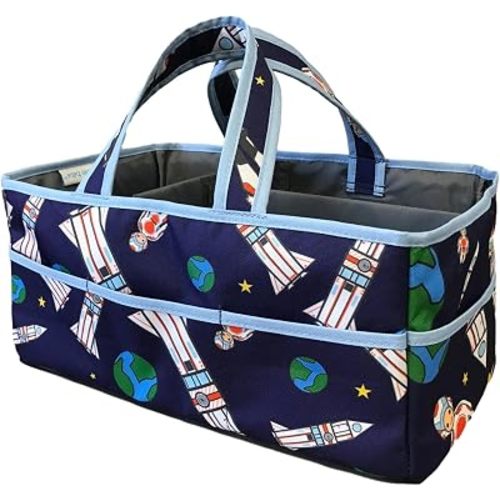 Baby Diaper Caddy Organizer - Nursery Storage Bin for Boys and Girls - Car Traveling Organizer -Removable Inserts for Diapers and Baby Wipes - Newborn Essentials Must Haves