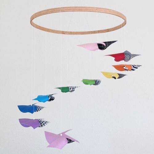 Colorful Handmade Crib Mobile for a Rainbow Baby Nursery, Designed for a Baby's Point of View