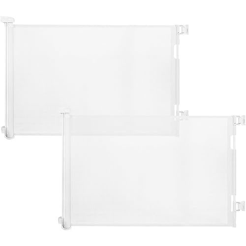 (2 Pack) Retractable Baby Gate for Doorways and Stairs, Mesh Safety Gate for Pet, Indoor & Outdoor Use, One-Hand Operation, Easy Installation, 33.6" Tall, Expands to 55" Wide（White,33.6"x55")