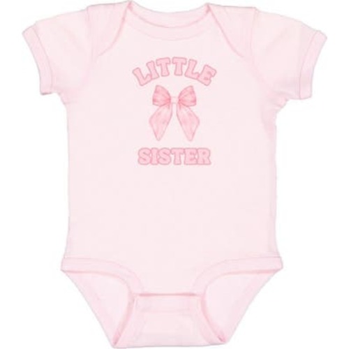 Little Sister Bow Short Sleeve Bodysuit, 0-3M