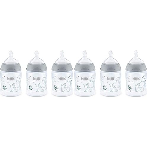 NUK Smooth Flow Anti Colic Baby Bottle, Elephant, 5 Ounce (6 Pack)