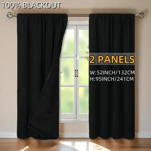 2panels 100 blackout plain color minimalist rod pocket - Temu