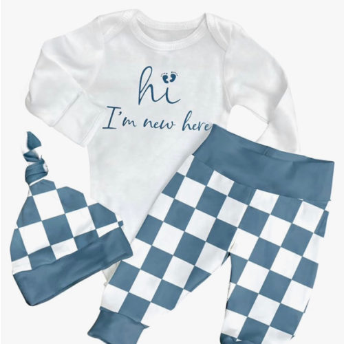 AGAPENG Baby Boy Clothes Newborn Boy Outfits Infant Letter Print Romper Long Pants Hat 3PCS Baby Boy's Clothing