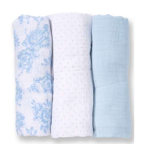 Little Me Baby Girls Sweet Floral 3 Pack Muslin Blanket Set