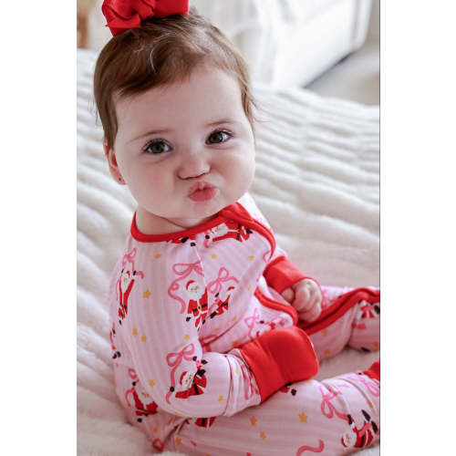Christmas Bamboo Convertible Zipper Romper in Jolly Ribbons | Caden Lane