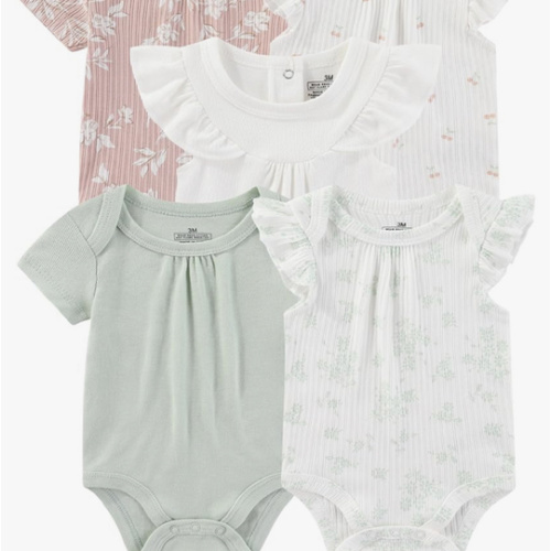 Baby Bodysuits Ribbed Mix Summer Newborn Boy Girl Clothes 5-pack