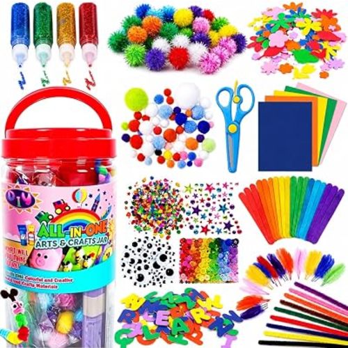 FUNZBO Arts and Crafts Supplies for Kids - Toddler DIY School Craft Set