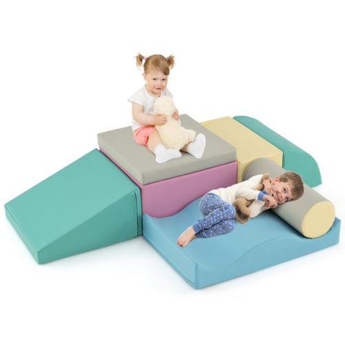 Gymax 7PCS Climb & Crawl Activity Play Set w/Zippered Cover for Toddler Multi-Color