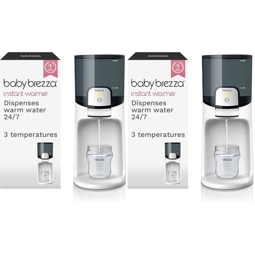 Baby Brezza Instant Baby Bottle Warmer - Fast Water Warmer Instantly Dispenses 24/7 in 3 Temperatures, White (Pack of 2)