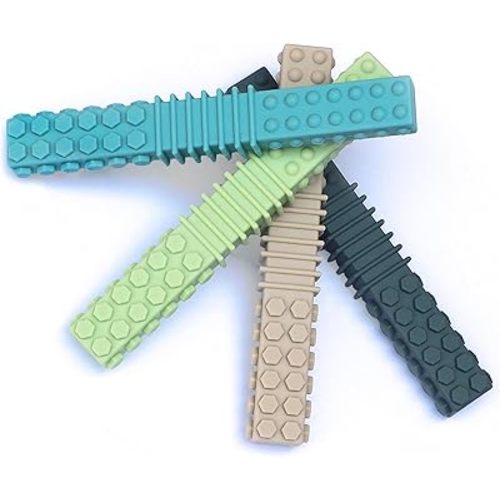 Sensory Chew Toys for Kids, 4 Pack Teething Sticks Oral Motor Tool for Baby 3-6 6-12 Months, Silicone Mouth Fidgets Stim Toy for Boys Girls with Autism, ADHD, Autism, Biting Needs