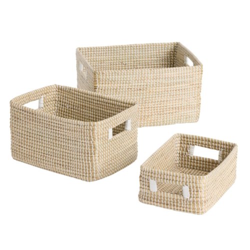 Adira White and Natural Seagrass Utility Basket - World Market