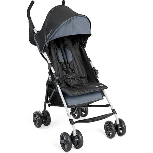 Ingenuity3D Mini Convenience Stroller – Lightweight Stroller with Compact Fold, Multi-Position Recline, Canopy with Pop Out Sun Visor – Umbrella Stroller for Travel and More, Slate Grey