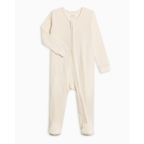 Maya Brushed Back Pointelle Footed Zipper Sleeper