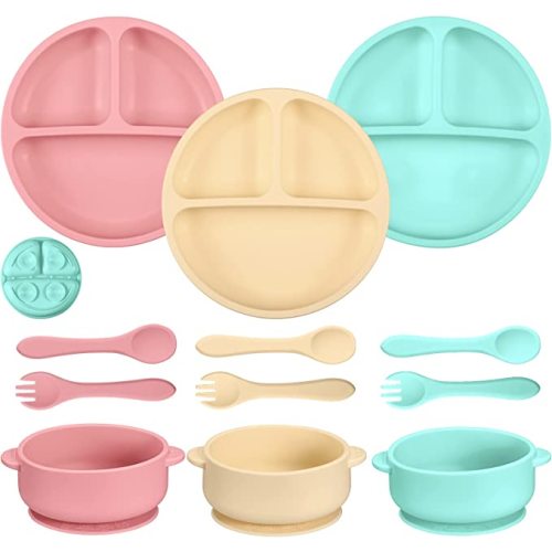 12 Pc Silicone Bowl with Suction Set