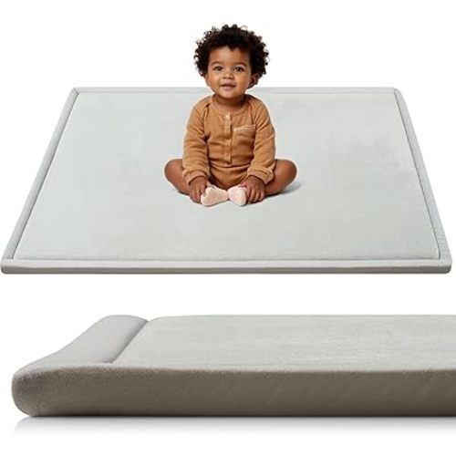 STARUIA Baby Play Mat for Floor, 1.1" Thick Memory Foam Tummy Time Mats, Soft Flannel Nursery Rug, Non Slip Crawling Mat for Toddlers, Kids, Playpen, Tatami Style for Living Room(59" X 79", Grey)