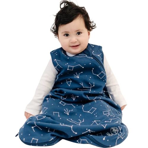 Woolino Merino Wool and Organic Cotton Baby Sleep Bag - 4 Season Classic Sleep Sack - Two-Way Zipper Sleeping Bag for Baby and Toddler - 6-18 Months - Night Sky